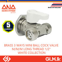 ANA BRASS 3 WAYS MINI BALL COCK VALVE M/M/M LONG THREAD 1/2