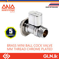 ANA BRASS MINI BALL COCK VALVE MM THREAD CHROME PLATED  1/2