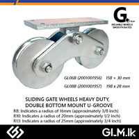 G. (DOT) SLIDING GATE WHEELS HEAVY DUTY, DOUBLE BOTTOM MOUNT U-GROOVE WHITE ZINC 198 X 28 MM