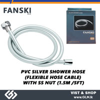FANSKI PVC SILVER SHOWER HOSE  (FLEXIBLE HOSE CABLE)  WITH SS NUT (1.5M /5FT)