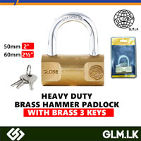 GLOBE HEAVY DUTY  BRASS HAMMER PADLOCK  WITH BRASS 3 KEYS  50MM (2”)