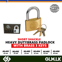 GLOBE HEAVY DUTY BRASS PADLOCK WITH BRASS 3 KEYS – SHORT SHACKLE  HL401 – 20 MM