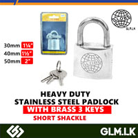 GLOBE HEAVY DUTY  STAINLESS STEEL PADLOCK  WITH BRASS 3 KEYS  SHORT SHACKLE  30MM (1¼”)