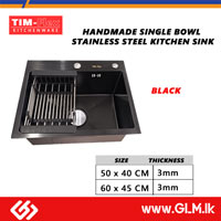 TIM-FLEX HANDMADE SINGLE BOWL STAINLESS STEEL KITCHEN SINK – 3MM THICKNESS 50 × 40 CM