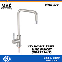 MAK-520 STAINLESS STEEL SINK FAUCET (BRASS NUT)