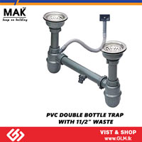 PVC DOUBLE BOTTLE TRAP  WITH 11/2” WASTE