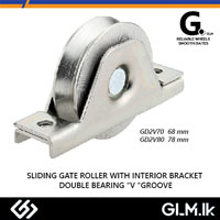 G. (DOT) SLIDING GATE ROLLER WITH INTERIOR BRACKET SINGLE BEARING “V” GROOVE WHITE ZINC 78MM