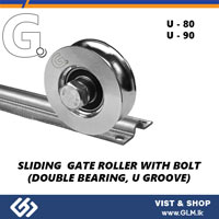 SLIDING GATE ROLLER WITH BOLT (DOUBLE BEARING, U GROOVE) 90 MM