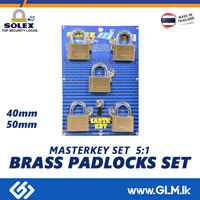 SOLEX MASTERKEY SET 5:1   BRASS PADLOCKS SET 40 MM