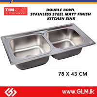 TIM-FLEX DOUBLE BOWL STAINLESS STEEL MATT FINISH KITCHEN SINK  78 X 43 CM